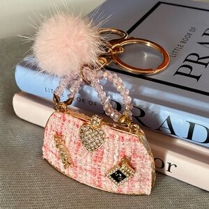 Pink Tweed Mini Bag Charm